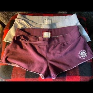 Juniors - 2 pair Aerie/American Eagle. Gently worn, fleece shorts. Size Large